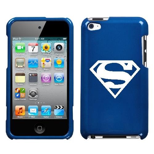  APPLE IPOD TOUCH ITOUCH 4TH SUPERMAN WHITE SYMBOL ON A BLUE HARD CASE COVER