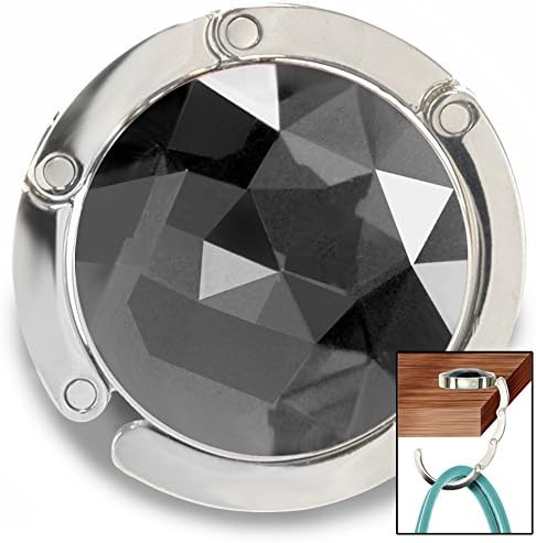 Purse Hook - Gem Accented Hanger - Handbag Holder For Tables Desks and More - by Fashion Heaven (Black)