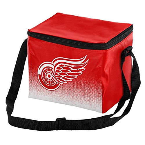 NHL Hockey Team Logo Gradient Print 6 Pack Lunch Bag Cooler (Detroit Red Wings)