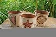 3 Assorted Seashell Metal Votive Buckets