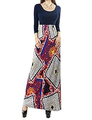 General Print Acrylic/Cotton/Nylon/Polyester/Rayon/Spandex/Viscose/Wool Spring Summer Fall Winter Round Neck Maxi Dress 