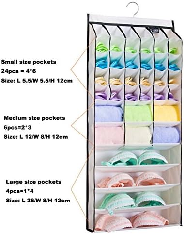 Hanging Underwear Socks Bra Accessories Compartment 34 Shelves Closet Organizer