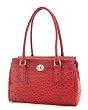 Red Ostrich Designer Inspired Satchel Handbag