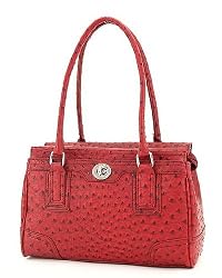 Red Ostrich Designer Inspired Satchel Handbag