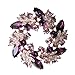 Gold Tone Purple Flowers Floral Wheel Medallion Austrian Crystal Pin Brooch BR94