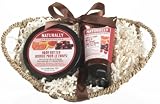 Upper Canada Soap And Candle Naturally Gift Set, Small Seagrass Boat Basket, Cranberry Moro Orange