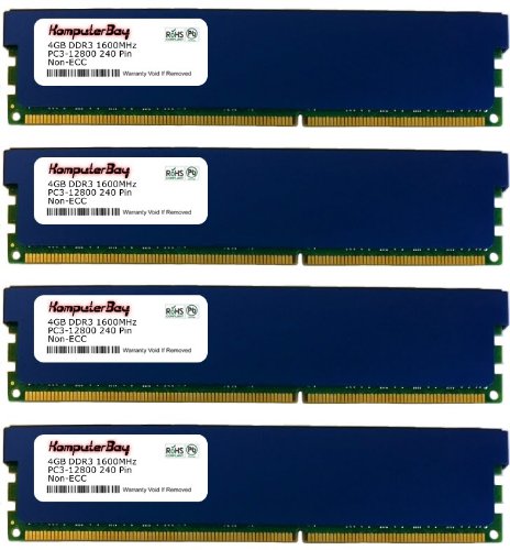 Komputerbay 16GB (4 X 4GB) DDR3 DIMM (240 pin) 1600Mhz PC3 12800 16 GB KIT (9-9-9-25) with Heatspreader for extra Cooling