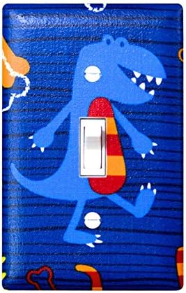 Dino Dudes Royal Blue Red Light Switch Plate Cover