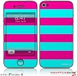 iPhone 4 Skin - Kearas Psycho Stripes Neon Teal and Hot Pink (DOES NOT fit newer iPhone 4S)