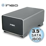 ineo I-NA309J, 3.5-Inch SATA 2 Bay JBOD to B Type USB 2.0, support Western Digital, Seagate 3.5" SATA Hard Drive, Capacity up to 2TB (1TBX 2), Galaxy Neon Light