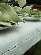 LinenMe Diana - Tovaglia in lino fatta a mano, 140 x 140 cm, colore bianco