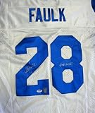 Marshall Faulk Autographed St. Louis Rams White Jersey HOF 20XI PSA/DNA