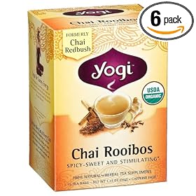 Yogi Tea Organic Chai Rooibos(Redbush Chai), Tea Bags, 16-Count Boxes (Pack of 6)  [Amazon Frustration-Free Packaging]