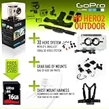 GoPro HERO2 Outdoor with 3D System, Grab Bag of Mounts, Chest Mount Harness