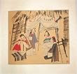 Chinese Brush Painting - Folk paintng of a market, watercolor on paper