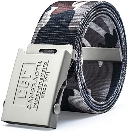 QISHI YUHUA WS Men's Personalized Camouflage Urban Camouflage 125cm Canvas Smooth Buckle Belt