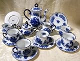 Tea Set Blue and White Iron Stone