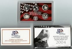 2004 Silver Proof State Quarter Set in Original Government Packaging