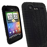 iGadgitz Black Silicone Skin Case Cover with Tire Tread Design for HTC Incr ....