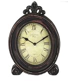 Wood Table Top Clock with Fleur de Lys and Antique Finish