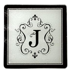 Monogram Elegant Glass Trivet - J
