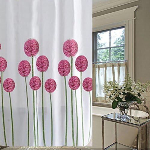 Gemdale Polyester Waterproof Mildew Resistant Shower Curtain Liner, Pink Dandelion Shower Curtains