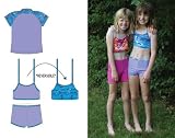 Surfer Girl, UPF50+ UV protective 3-Piece swimsuit with sunshirt (aka rashguard), shorts and reversible bikini top