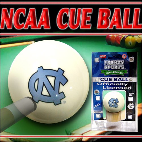 UNC North Carolina Tar Heels NCAA Logo Billiards Pool Cue Ball w/ Wood Display Stand