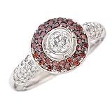 518MCIlUFdL. SL160  0.89ct White Red Diamond Engagement Solitare Ring 14K White Gold ( VS Clarity, G Color)