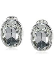 Napier "Crystal Glam" Silver-Tone and Crystal Button Clip-On Earrings