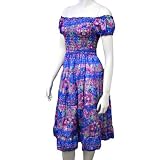 Blue Lavender Boho Multicolor Paisley Summer Dress