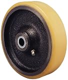 Revvo PT Series 8 Diameter X 1-3/4 Width Polyurethane on Cast Iron Wheel with Roller Bearing, 2420 Capacity, 20mm Bore Diameter