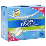 Tampax Pearl Tampons, Plastic, Super Absorbency, Unscented, 50 ct.