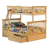 Product details for Columbia Twin/Full Bunk Bed with Under-Bed Drawers - Natural Maple