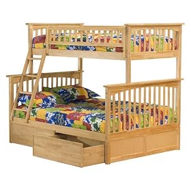 Columbia Twin/Full Bunk Bed with Under-Bed Drawers - Natural Maple by -