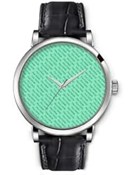 SPRAWL Aanalog Fashion Series Silver Ladies Watches of Genuine Black Leather Strap,Unique Wrist Watch for Women Girls Designed with Lyrics on green background