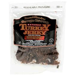 SnackMasters Range Grown Turkey Jerky, Hot & Spicy, 4-Ounce Packages (Pack of 8)