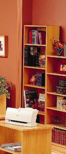 Maple Finish Home Office Tall Five-Shelf Bookcase