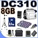 Canon DC310 DVD Camcorder w/ 37x Optical Zoom (Silver) BigVALUEInc Accessory Saver 8GB Battery Bundle