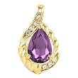 14K Yellow Gold Amethyst and Diamond Pendant
