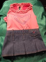 Round Neck Sweetheart Denim Pleated  Elasticized   Waistline  Dress With Ruffles