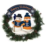 20" NHL New York Islanders Snowman Couple Christmas Berries & Pine Cones Wreath