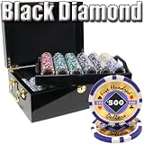 500 Ct Black Diamond 14 Gram Clay Poker Chip Set w/ Black Mahogany Wooden Case - Free Dealer Button and Cards