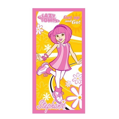 Lazy Town Stephanie Beach Towel Kids Disney Tv Charcter Towel Velour Beach Bath Towel- Linenstowels2011