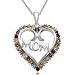 Sterling Silver Multi-Stone and Diamond Heart Pendant, 18"