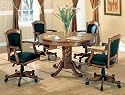 Furniture online: 3-in-1 Oak Finished Wood Poker, Pool, Game, Dining Table and 4 Chairs Set