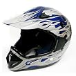 Silver Flame Blue Motocross Motosports Motorcycle ATV Dirt Bike Open Face Helmet DOT