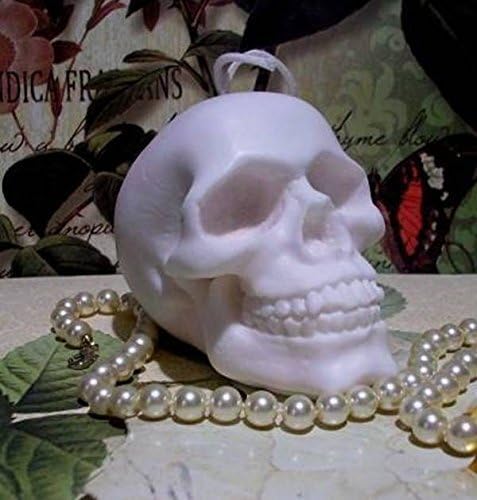 White Beeswax Skull Candle