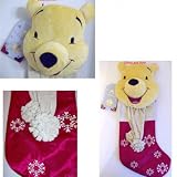 DISNEY WINNIE THE POOH CHRISTMAS STOCKING HOLIDAY STOCKING XMAS STOCKING Embroidered Snowflakes Tassels Satin Lined 22" H