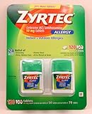 Zyrtec 10 Mg Cetirizine Hcl Antihistamine 120 Tablets